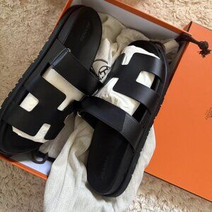 Hermes Chypre Sandals Black size 42